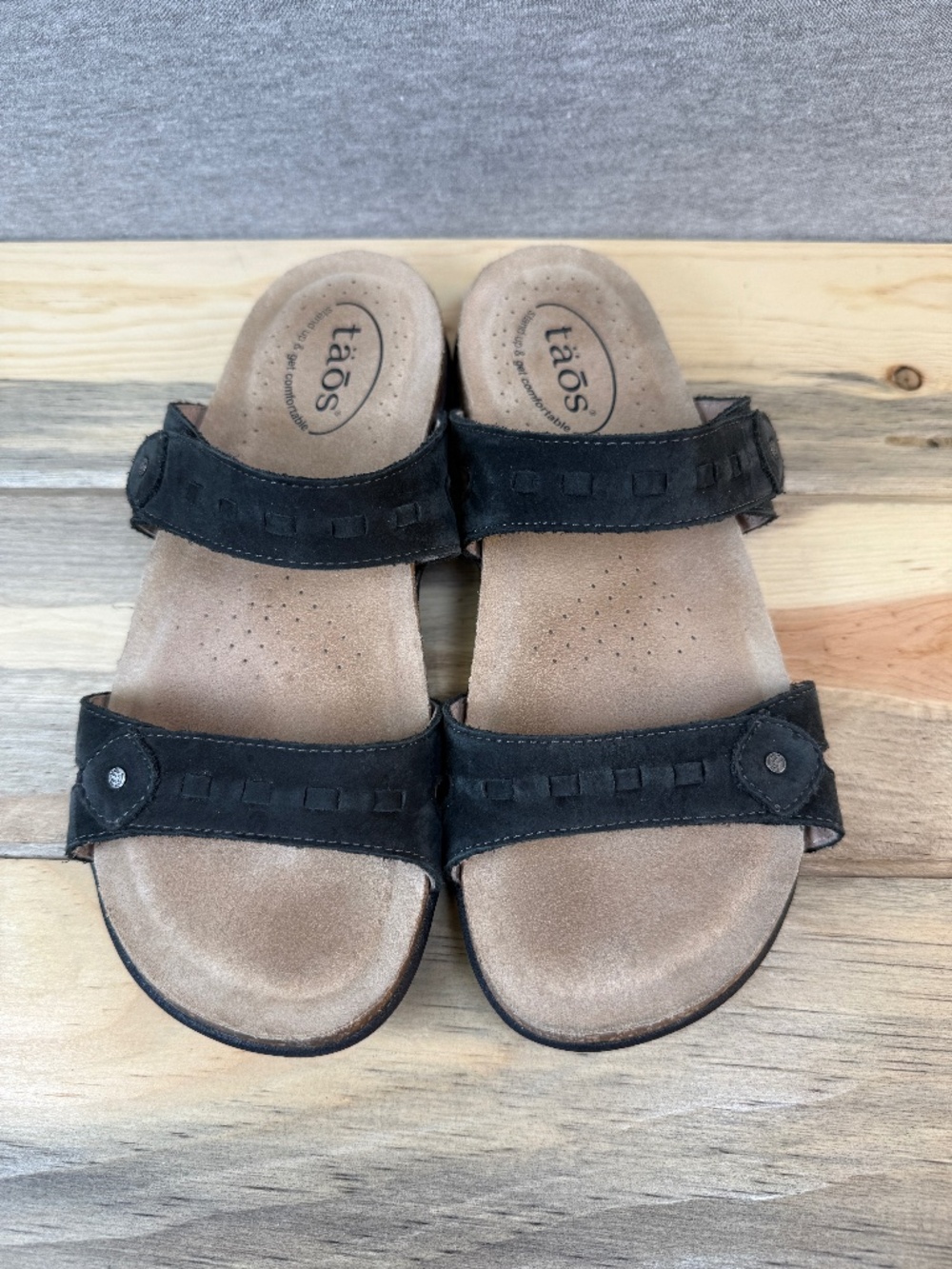 Taos Two Strap Sandal BANDALERO Black Suede Size 7 Adjustable Closure Straps
